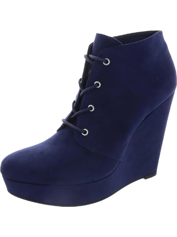 women's booties for fashion Aheela Womens Faux Suede Ankle Wedge Boots