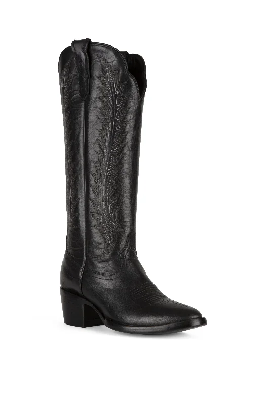 Women's tall boots with a metallic - and - matte finish Allens Brand - Tracy - Black Women's tall boots with a metallic - and - matte finish Allens Brand - Tracy - Black