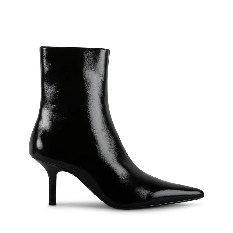 women's booties with floral design ALSTON BLACK LEATHER