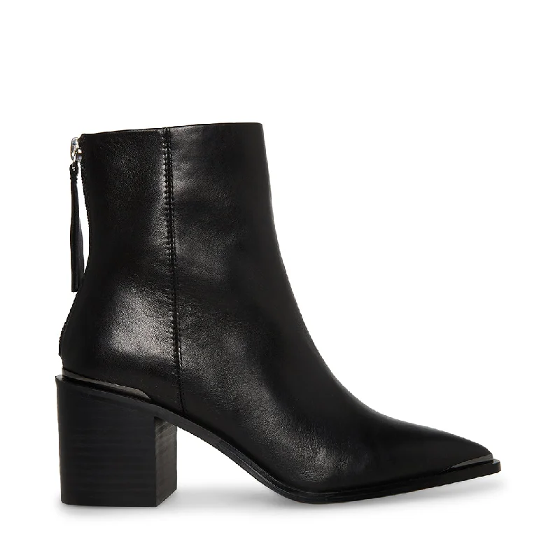 women's booties with pull-on tabs AMBER BLACK LEATHER - SM REBOOTED