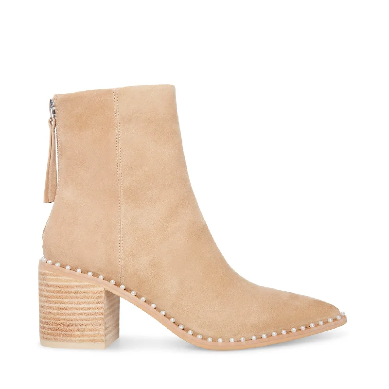 women's booties with zippers AQUARIUS TAN SUEDE - SM REBOOTED