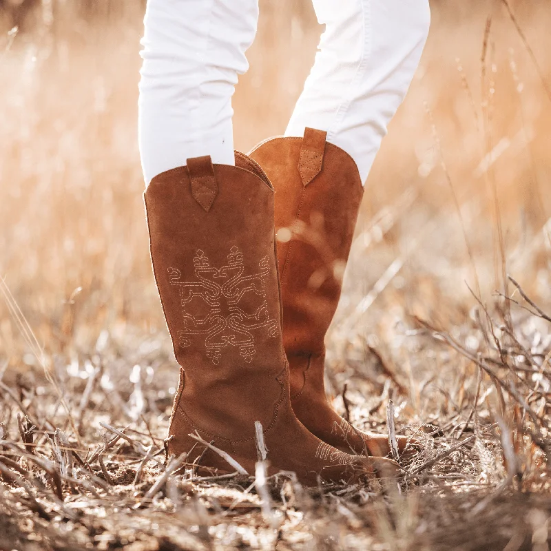 Women's tall boots with a pointed toe and side lacing Beth Suede Boots