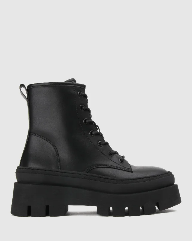 women's ankle boots with floral design TRAP Chunky Combat Boots