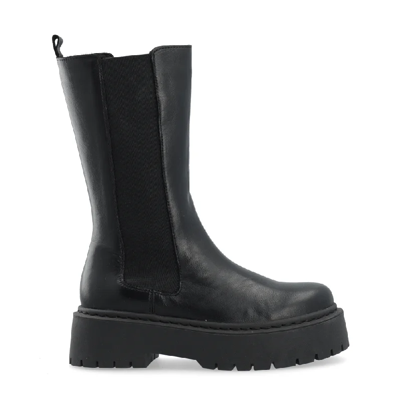 Women's scalloped - edge Chelsea boots for a delicate touch Biadeb Black Long Leather Boots