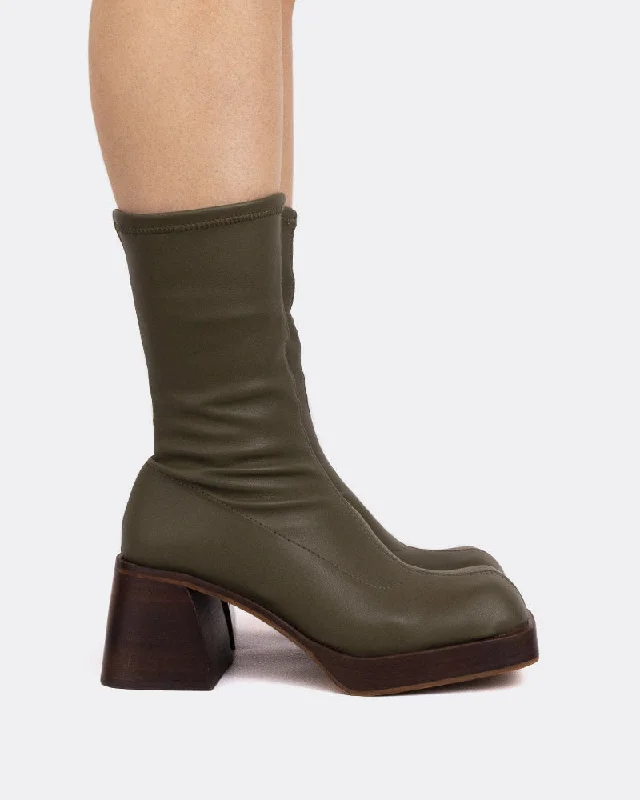 women's ankle boots for casual wear Bordon Khaki Stretch
