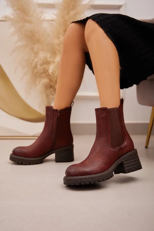 women's ankle boots for casual wear CAMEL BLOCK HEEL CHELSEA ANKLE BOOT