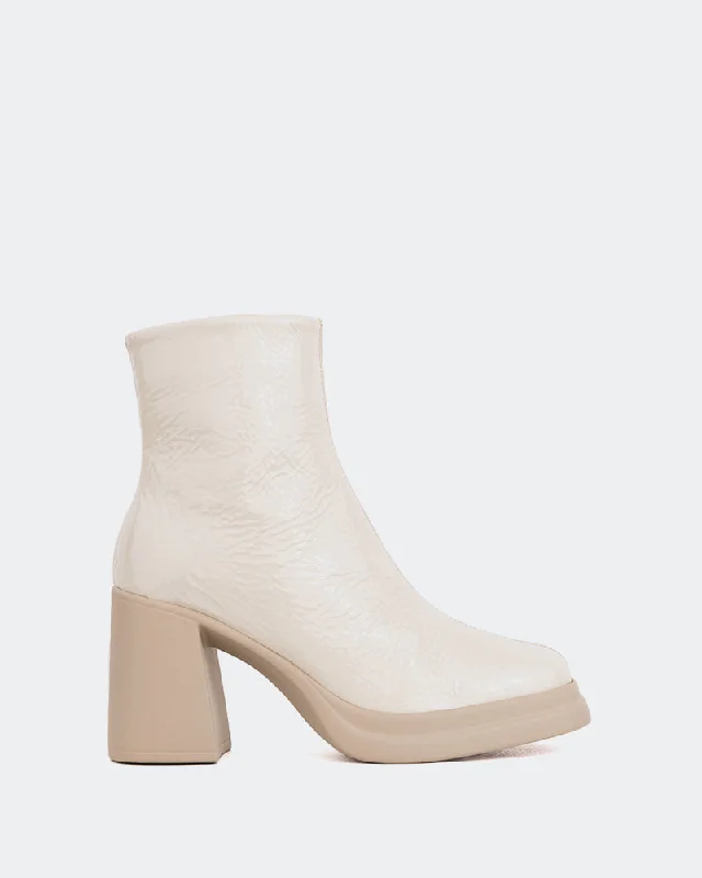 women's ankle boots with zippers Camillo Off White Naplack