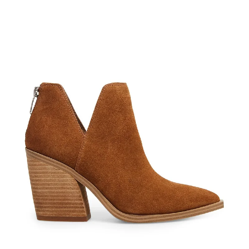 women's booties with pull-on tabs CAMRYN COGNAC SUEDE - SM REBOOTED