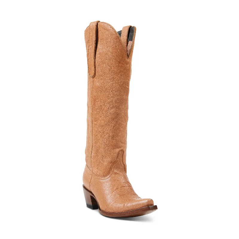 Women's tall boots with a stacked heel and fur trim Allens Brand - Cassidy - Natural Women's tall boots with a stacked heel and fur trim Allens Brand - Cassidy - Natural