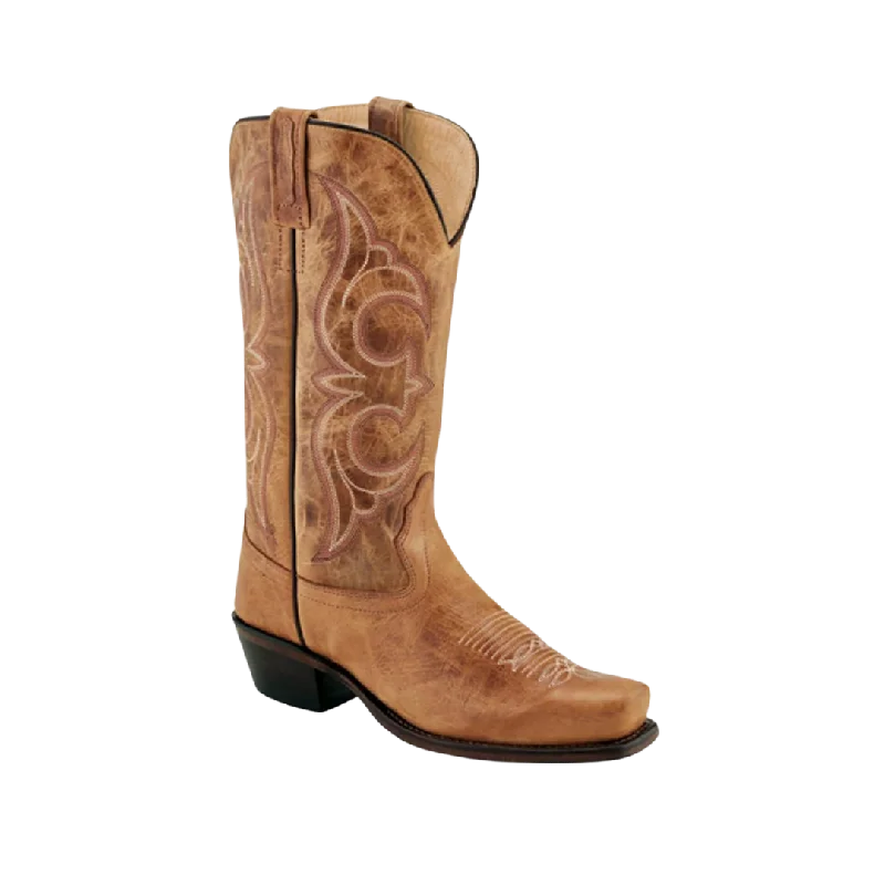 women's cowboy boots with low heel Old West Tan Womens Leather 12in Cowboy Boots