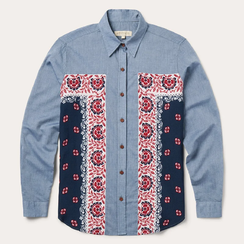 women's cowboy boots with slouchy look Chambray Bandana Shirt