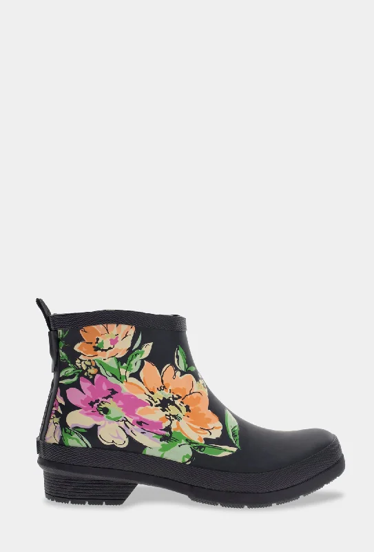 women's ankle boots with pointed toe BOUQUET CHELSEA RAIN BOOT - BLACK