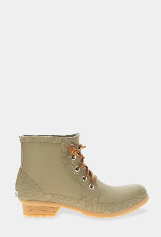 women's ankle boots with hidden wedge LACE UP ANKLE RAIN BOOT - MOSS