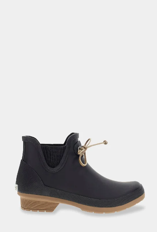 women's ankle boots with tassel TIE CHELSEA RAIN BOOT - BLACK