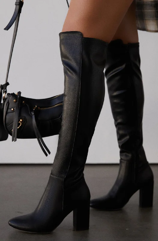 women's flat booties Colette Block Heel Boots - Black