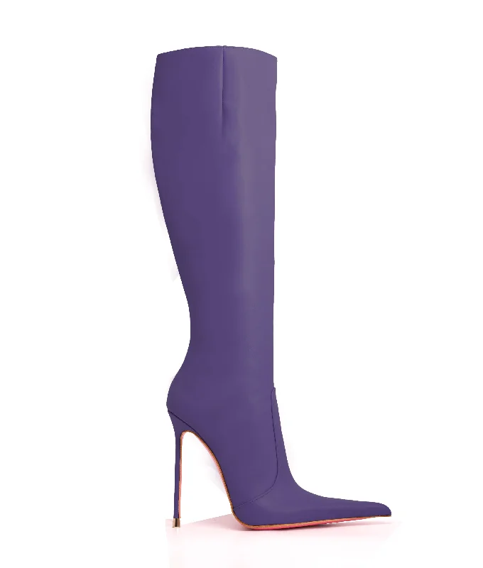 Knee high boots with a block heel​ Corçao 125 Purple