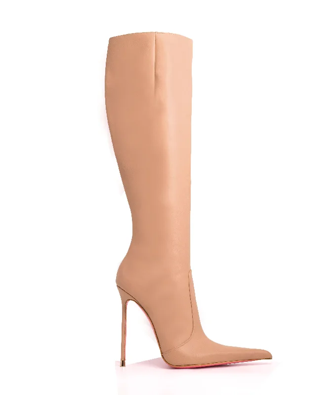 Ankle - high shaft knee high boots for a modern twist​ Corçao 125 Nude Napa