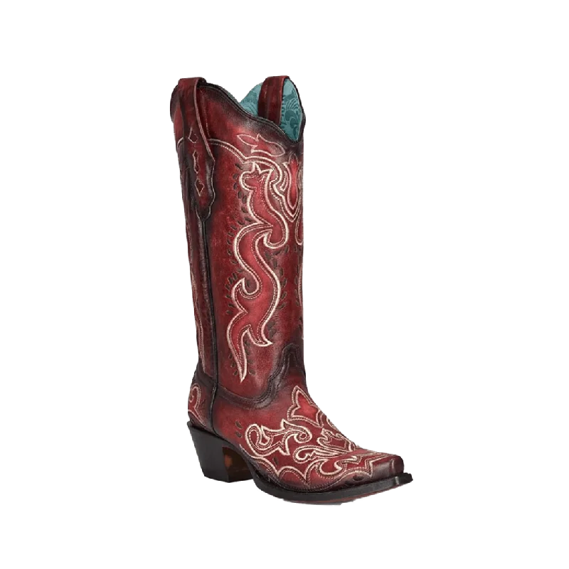 women's western boots Corral Boots Women's Burnished Red Embroidered Snip Toe Boot women's western boots Corral Boots Women's Burnished Red Embroidered Snip Toe Boot