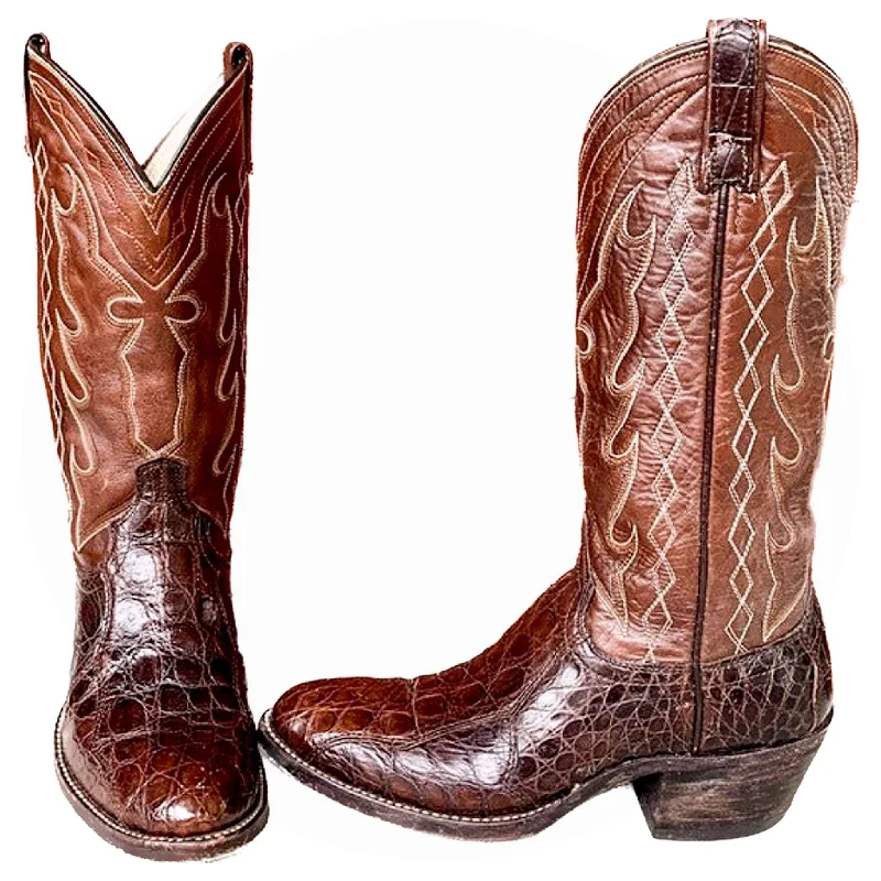 women's cowboy boots with block heel DAN POST Vintage Crocodile Exotic Brown Cowboy Cowgirl Western Boots women's cowboy boots with block heel DAN POST Vintage Crocodile Exotic Brown Cowboy Cowgirl Western Boots