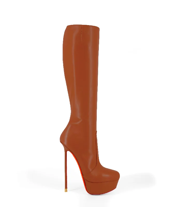 Knee high boots with padded insoles​ Demona 150 Chocolate Nappa