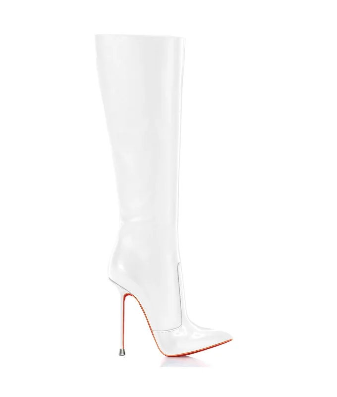 Knee high boots with detachable fur collars​ Dorbeon 120 White
