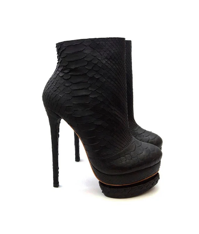 Over the knee high boots with side zipper​ Duorama 150 Black Python