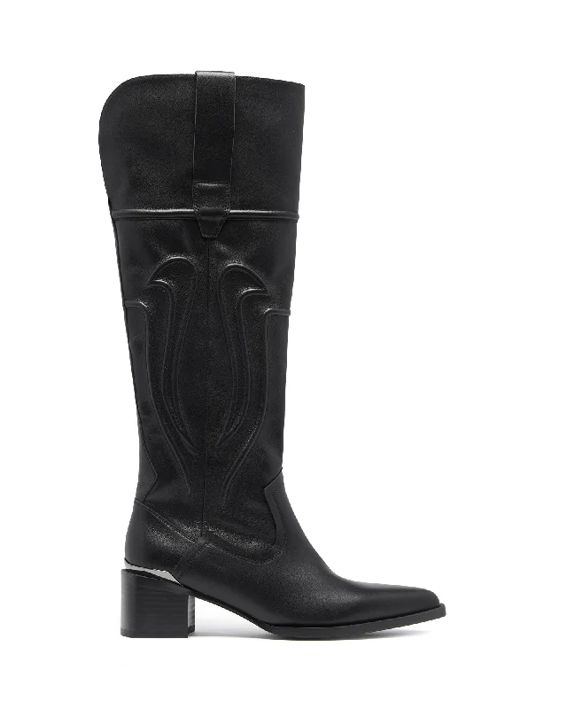 women's cowboy boots for line dancing Dynasty Tall Boot Black