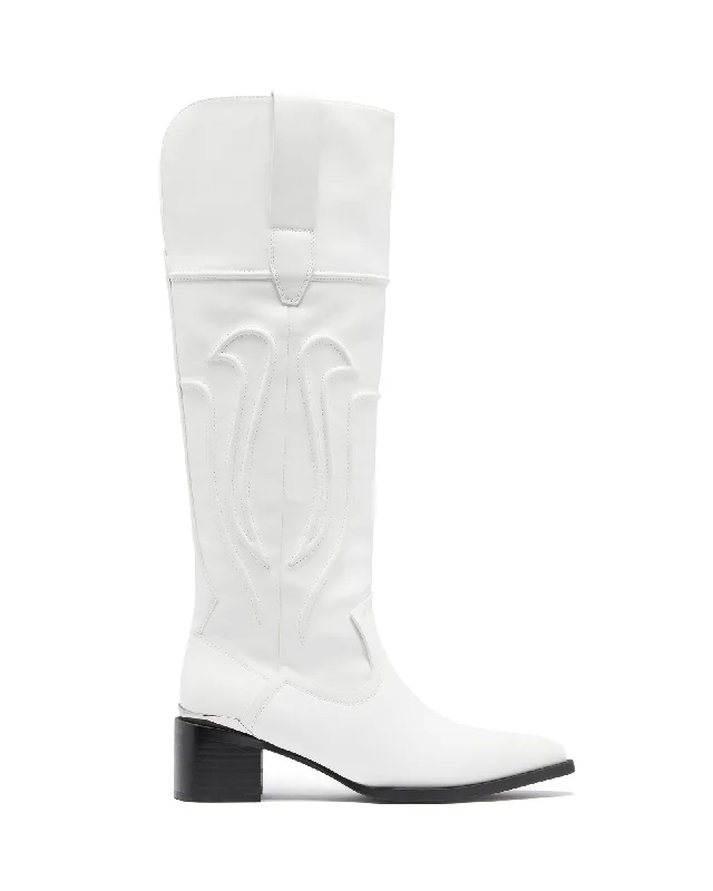 women's cowboy boots with cutouts Dynasty Tall Boot White