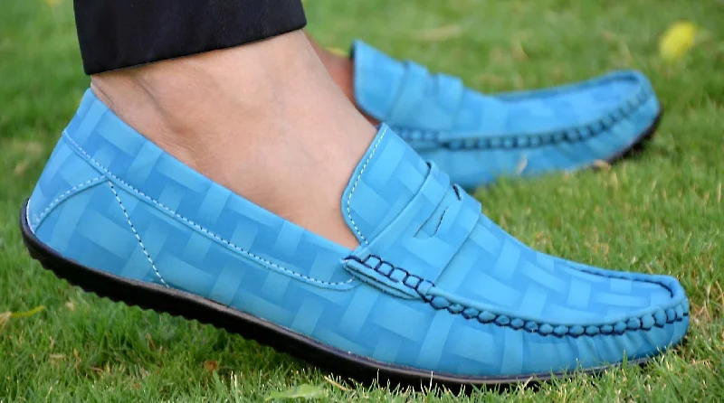 women's western boots with comfort insoles Elegant Turquoise Solid Synthetic Leather Men's Loafers