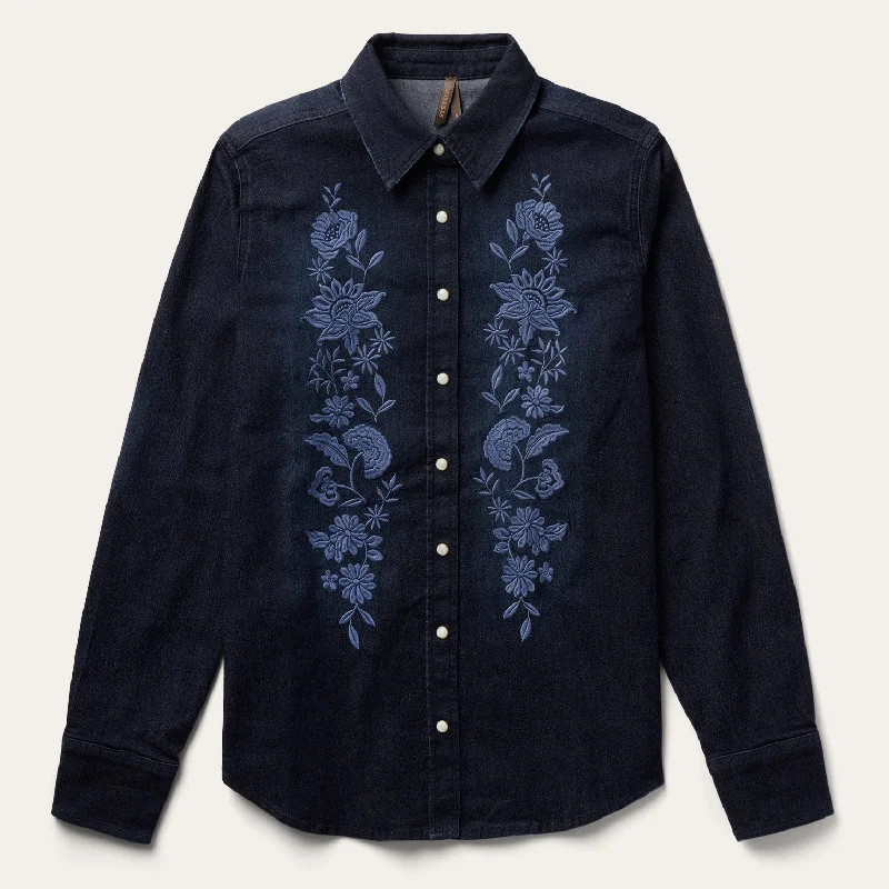 women's western boots with turquoise accents Embroidered Dark Denim Snap Front Shirt women's western boots with turquoise accents Embroidered Dark Denim Snap Front Shirt