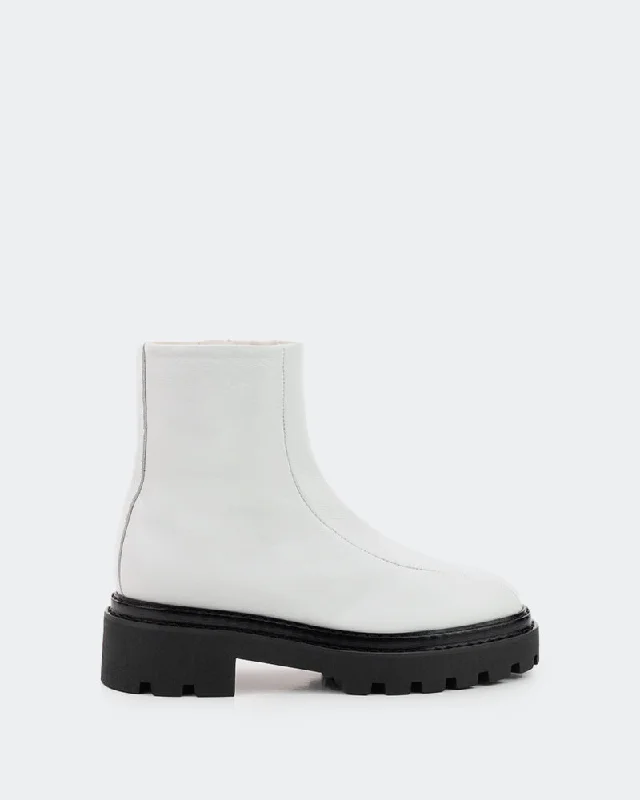 women's ankle boots with unique patterns Fairside White Leather