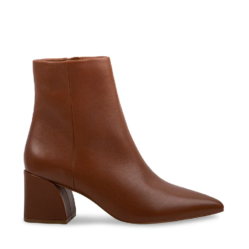 women's booties with floral design FARIS COGNAC LEATHER - SM REBOOTED