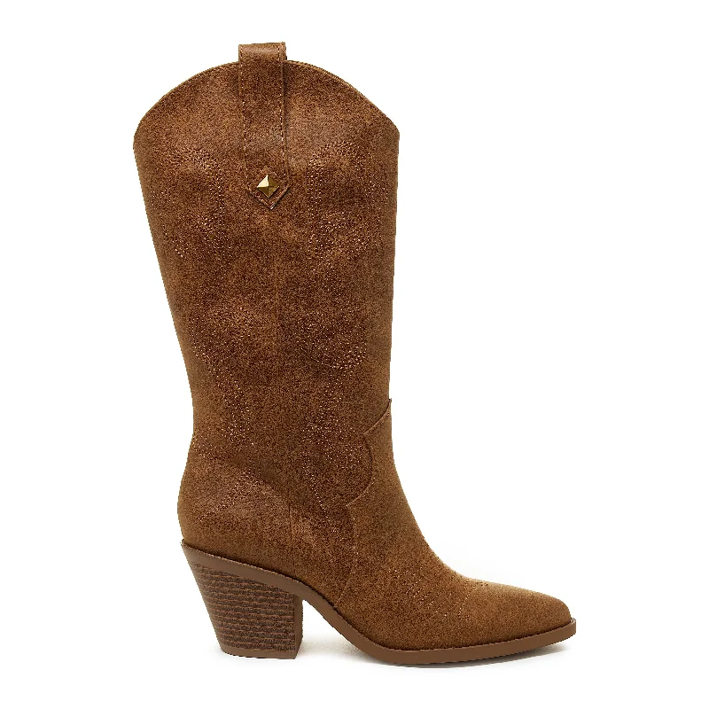 women's cowboy boots with block heel Feria Walnut Western Boot
