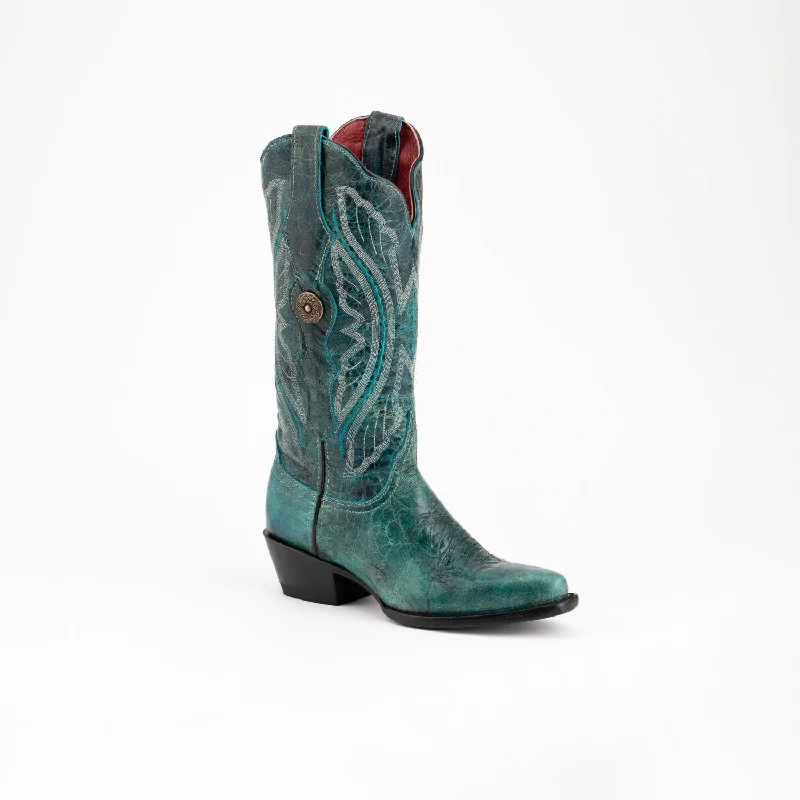 women's cowboy boots with spurs Ferrini Womens Twilight Teal Leather Cowboy Boots