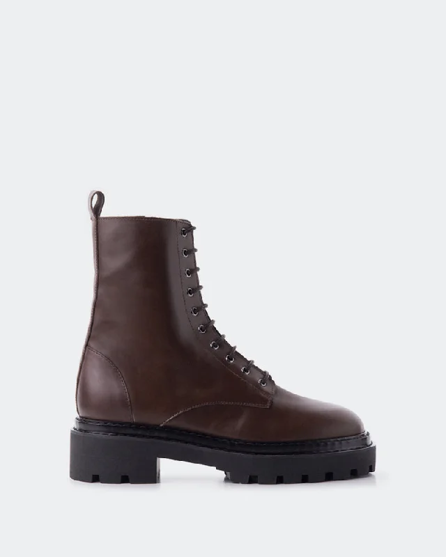 women's ankle boots with zippers Freud Brown Leather