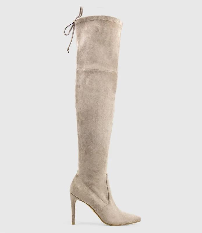Women's long boots with a padded ankle collar GABOR Thigh High Stretch Boot in Dust Suede Women's long boots with a padded ankle collar GABOR Thigh High Stretch Boot in Dust Suede