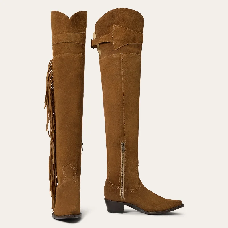 women's vintage western boots Glam Over-The-Knee Fringe Boot