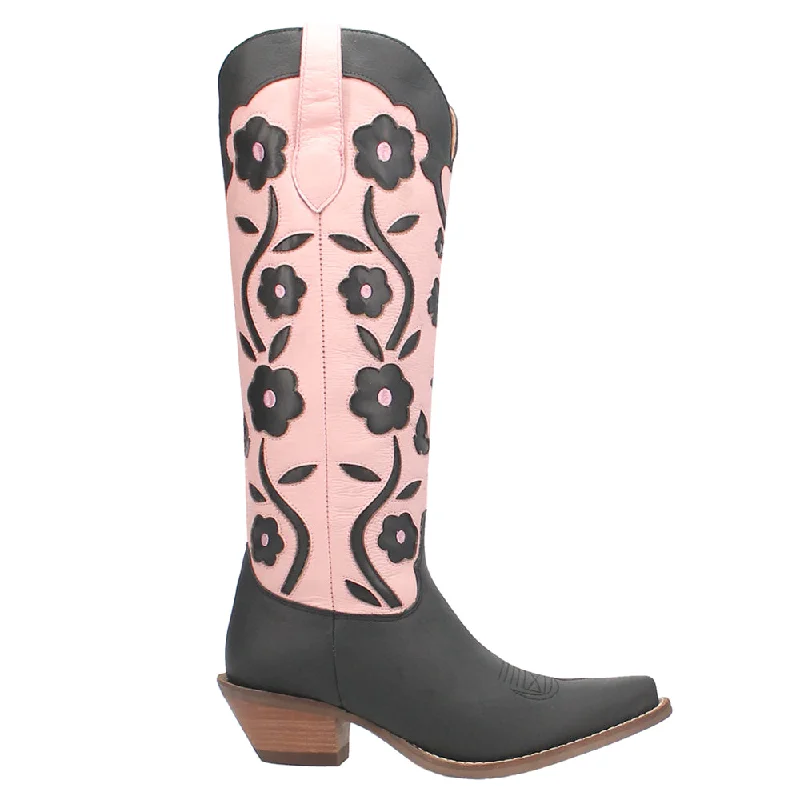 Women's tall boots with a rhinestone - embellished toe Goodness Gracious Tooled-Inlay Floral Snip Toe Cowboy Boots