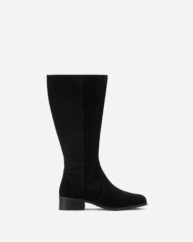 Knee high boots with decorative tassels Haltham Petite Knee High Boots in Black Suede Knee high boots with decorative tassels Haltham Petite Knee High Boots in Black Suede
