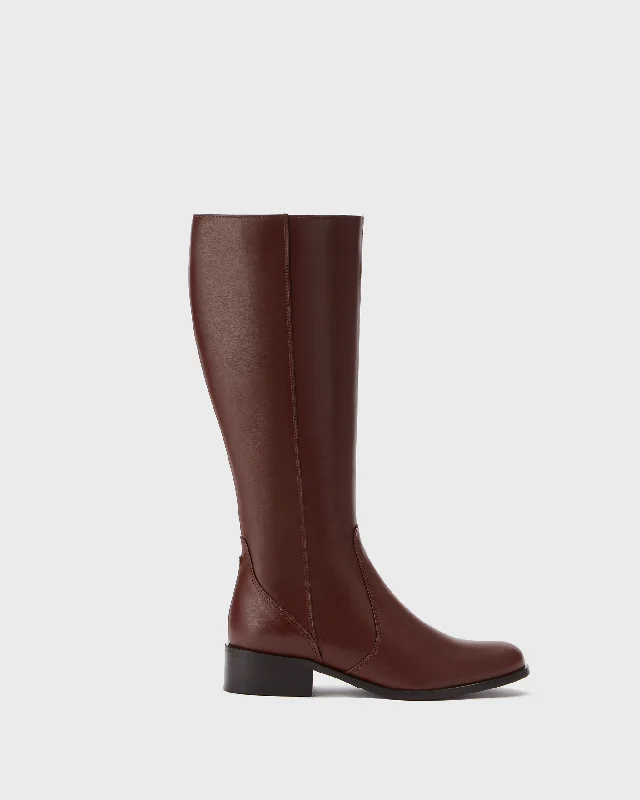 Knee high boots with memory foam insoles Haltham Standard Knee High Boots in Brown Leather Knee high boots with memory foam insoles Haltham Standard Knee High Boots in Brown Leather