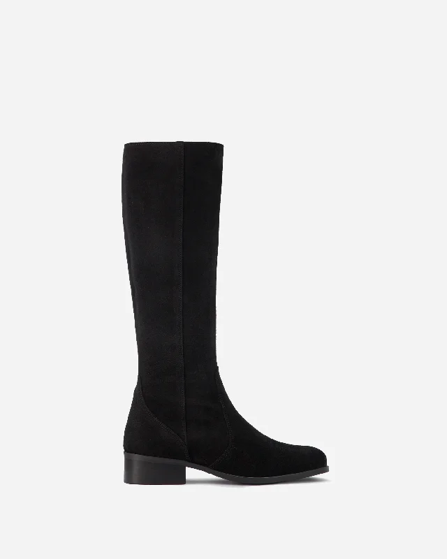 Over the knee high boots with side zipper Haltham Tall Knee High Boots in Black Suede Over the knee high boots with side zipper Haltham Tall Knee High Boots in Black Suede