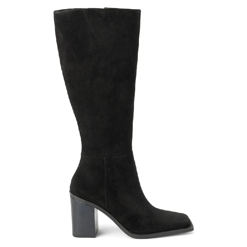 Women's tall boots with a rhinestone - embellished toe Highness Square Toe Zippered Boots Women's tall boots with a rhinestone - embellished toe Highness Square Toe Zippered Boots
