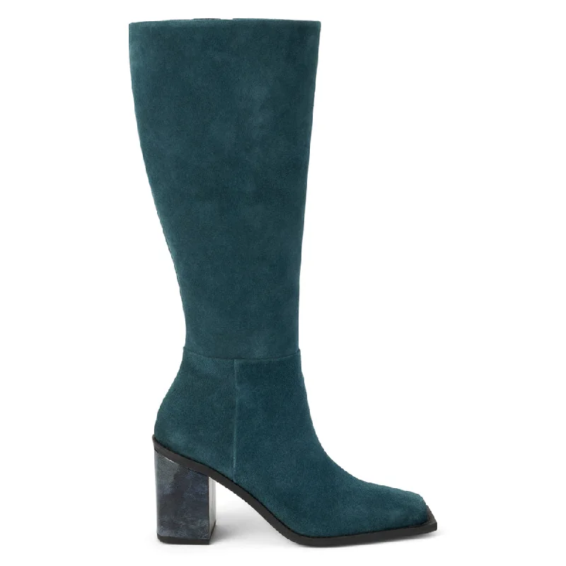 Women's tall boots with a scalloped - edge top Highness Square Toe Zippered Boots