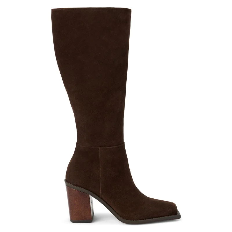 Women's tall boots with a leather - and - mesh combination Highness Square Toe Zippered Boots Women's tall boots with a leather - and - mesh combination Highness Square Toe Zippered Boots