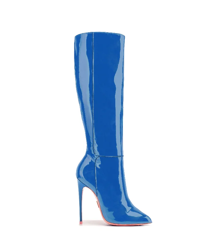Knee high boots with scalloped edges​ Hydor 120  Blue Patent