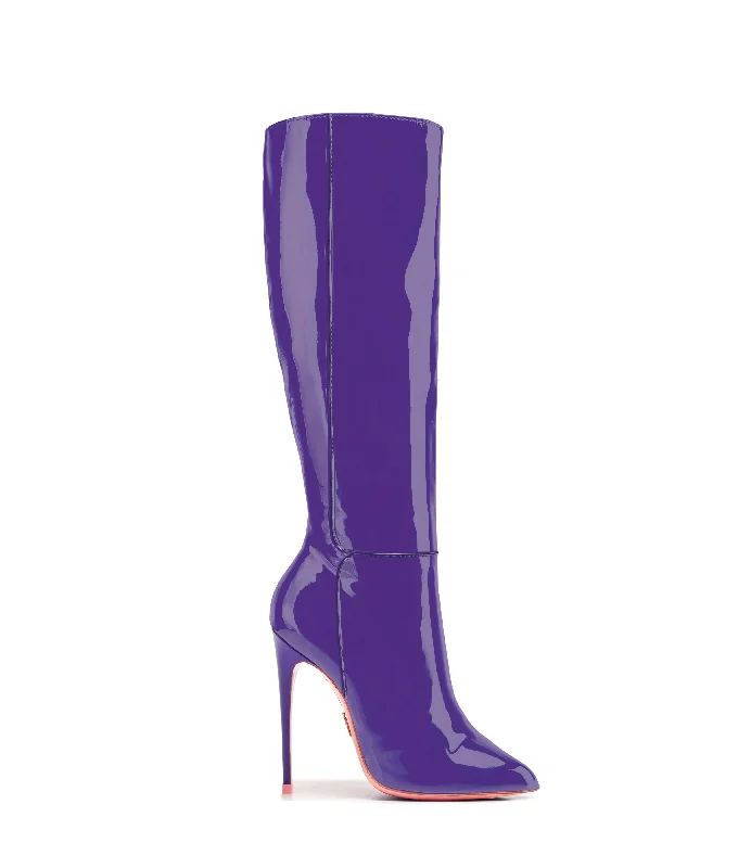 Knee high boots with studded embellishments​ Hydor 120  Purple Patent