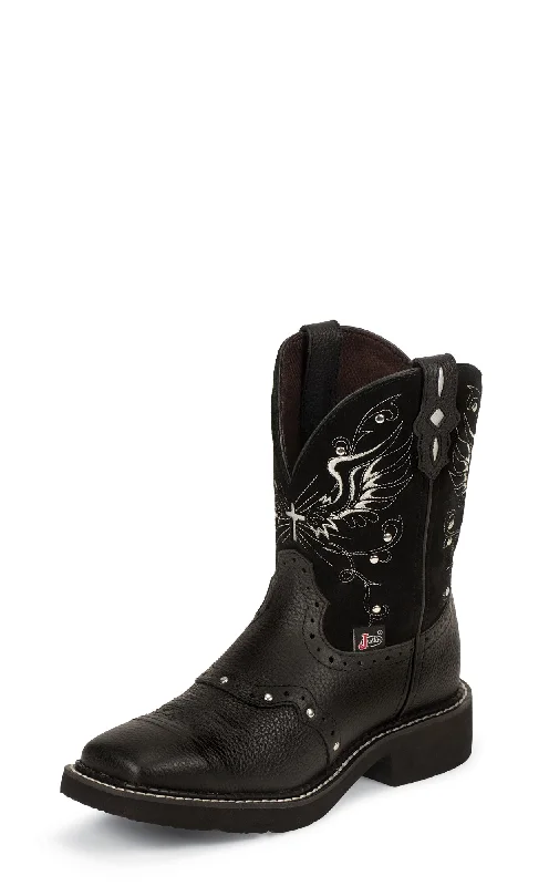women's cowboy boots for wide calf Justin Womens Black Deercow Leather Western Boots 8in Gypsy Wings women's cowboy boots for wide calf Justin Womens Black Deercow Leather Western Boots 8in Gypsy Wings
