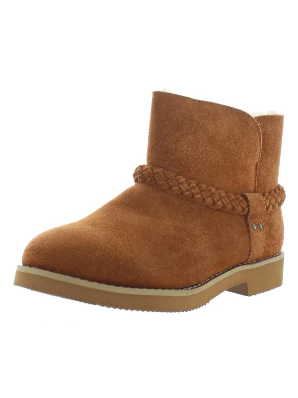 women's booties with buckles Kaii Womens Suede Faux Fur Lined Booties