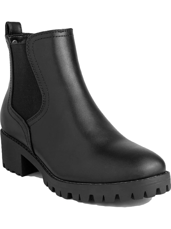 women's booties for fall Kelce Womens Faux-Leather Slip-On Ankle Boots