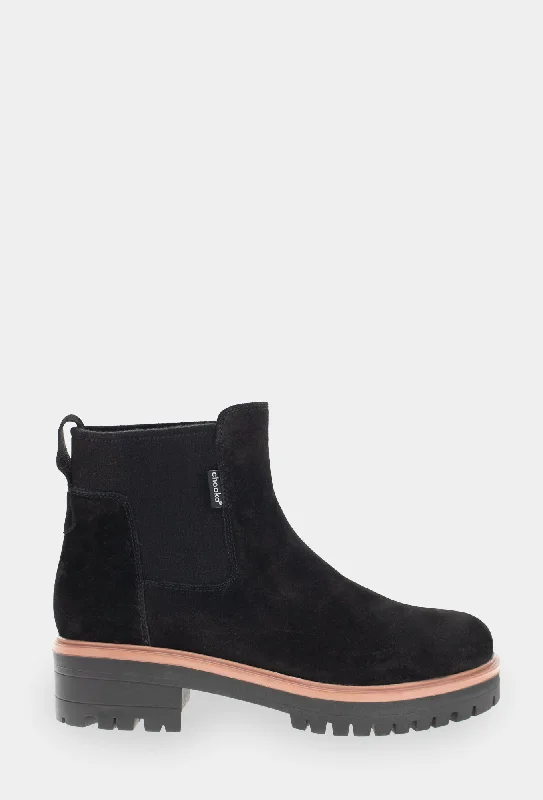 women's leather ankle boots KENSINGTON CHELSEA BOOT- BLACK